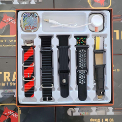 Ultra Smart Watch | 10 in 1 Straps + Jelly Case | Super HD Display | BT Calling | Wireless Charging (Multi Color Straps) | 7in1 | 10in1 | Smart watch