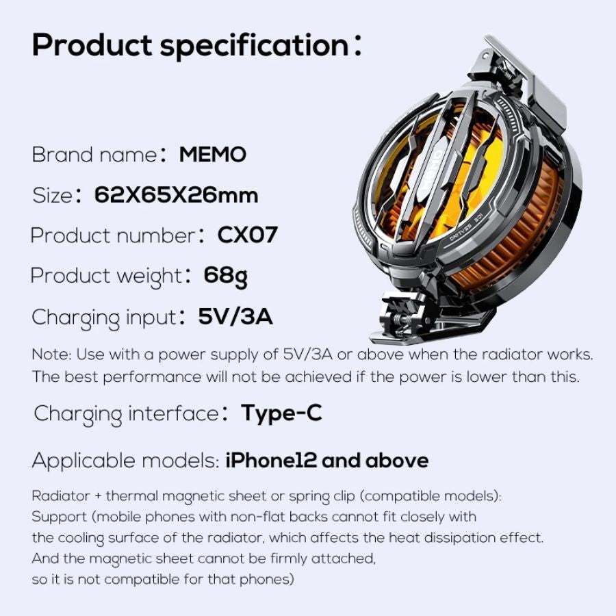 MEMO CX07 MAGNATIC COOLING FAN