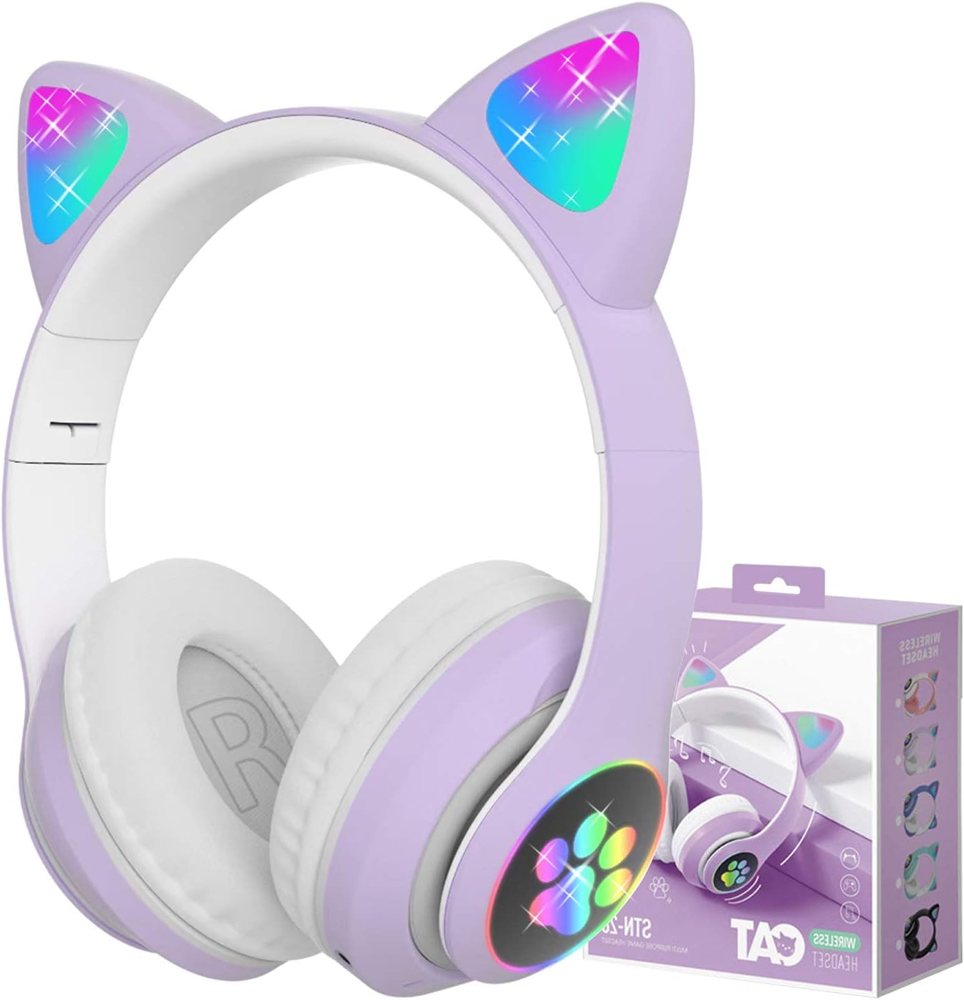 STN 28 Cat Kitty EAR Wireless Headset Colorful Light's
