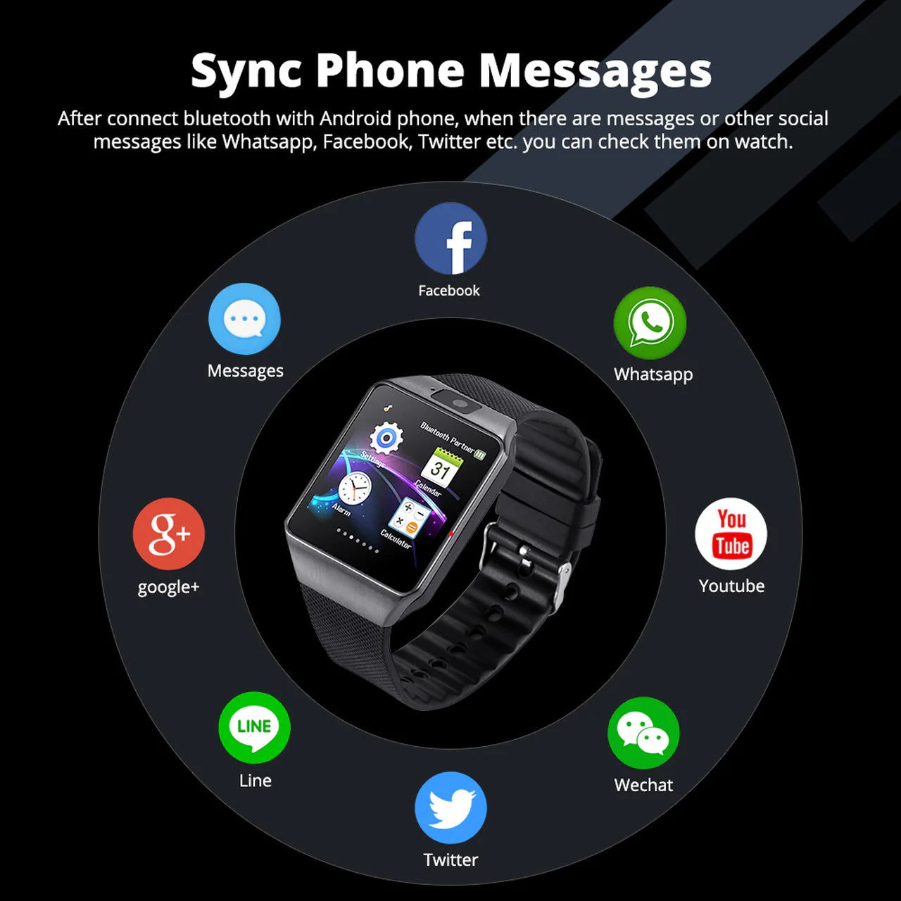 DZ09 Bluetooth Smartwatch with SIM & SD Slot, Touchscreen, Fitness Tracker