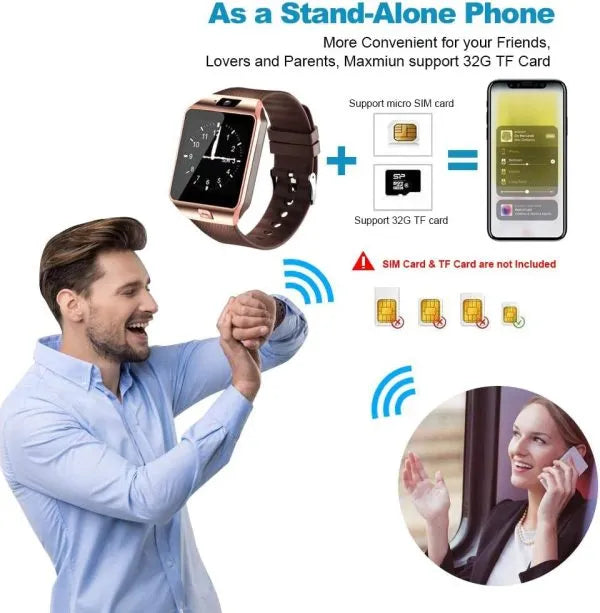 DZ09 Bluetooth Smartwatch with SIM & SD Slot, Touchscreen, Fitness Tracker